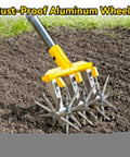 Heavy Duty Rotary Cultivator With Extra Large Tines And 74 Inch Long Handle for soil preparation in garden bed