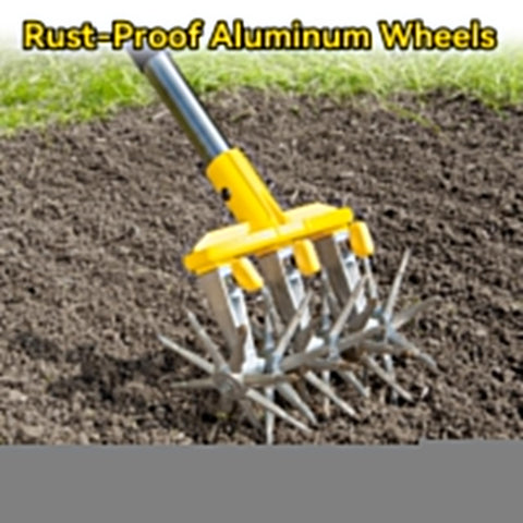 Heavy Duty Rotary Cultivator With Extra Large Tines And 74 Inch Long Handle for soil preparation in garden bed