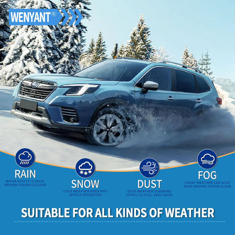 Premium Top Shelf All Weather Windshield Wiper Blades 18 Plus 18 Inch Pair Heavy Duty Replacement on a car in snow.