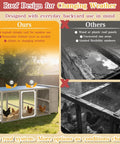Large Outdoor Chicken Coop With Run For 6 To 8 Chickens Two Tier Side Nesting Boxes Four Lockable Egg Doors Asphalt Roof And Waterproof Oxford Run Cover For Easy Backyard Egg Collection shown with asphalt roof comparison to wooden roof.