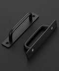 Four Pack Barn Door Handles Black Zinc Alloy Sliding Door Pulls With Plate Five Inch Hole Center And Five Inch Overall Length
