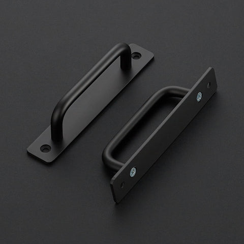 Four Pack Barn Door Handles Black Zinc Alloy Sliding Door Pulls With Plate Five Inch Hole Center And Five Inch Overall Length