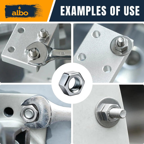 Examples of 1/4-20 Hex Nuts Set In Stainless Steel 304 For Auto And DIY shown in various applications