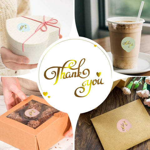 Hot Air Balloon Thank You Stickers For Small Business 500 Self Adhesive Waterproof Envelope Seals on gifts and packaging
