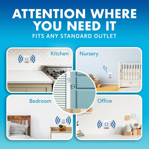 Wireless Doorbell Kit For Home Battery Operated 1000 Feet Range With LED Flash No Fuss Receiver And Transmitter Includes Button And Plug In Receiver Easy Setup Matte Black in kitchen, nursery, bedroom, office
