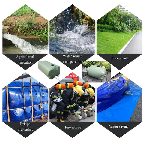 Heavy Duty Large Capacity Water Tote For Outdoor Garden Farm And Emergency Cistern with various applications shown in image.