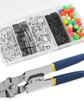 Heavy Duty Fishing Crimping Pliers Kit with Pro Grade Stainless Steel Wire Crimp Tool and 500 Pcs Crimp Sleeves Set