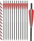 Carbon Crossbow Bolts Set 16 17 18 20 22 Inch With Screw In Broadheads For Hunting And Target Practice Low Hand Shock Consistent Flight Durable Arrows Red 20 Inch 12 Pack, showing red vanes and broadheads.