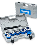Open case of All In One Ratcheting Pipe Threader Kit With 6 NPT Dies 1/4 Inch To 1-1/4 Inch Handy DIY Ready Portable Manual Threading Tool Set