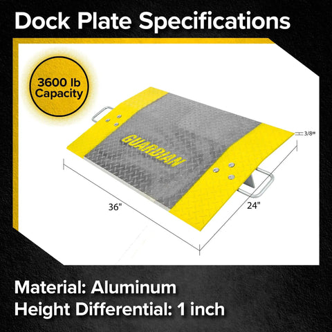 Heavy Duty Aluminum Dock Plate 24 X 36 Inch Trailer Bridge Ramp For Loading Docks 3600 Pound Capacity Warehouse Workhorse Industrial Grade Built Tough Setup