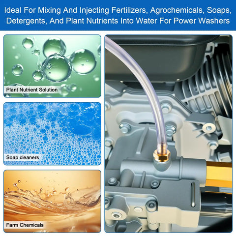 Pressure Washer Siphon Hose With Filter And Chemical Soap Injector Kit for mixing detergents using plant nutrient and soap solutions