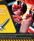 100 Pack License Plate Screws 6mm X 16mm Slotted Hex Head Bolts For Cars And Frames, Rustproof Finish, Easy Install demo