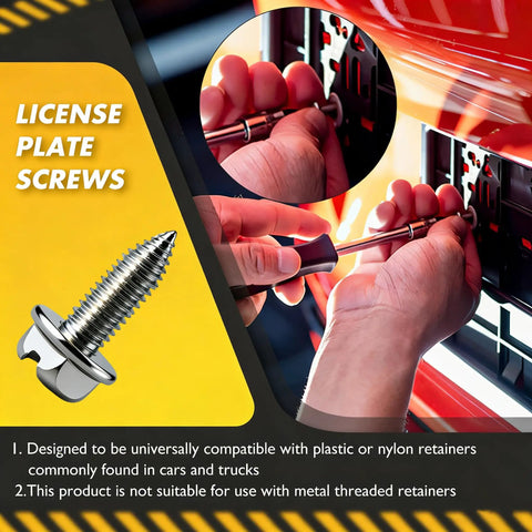 100 Pack License Plate Screws 6mm X 16mm Slotted Hex Head Bolts For Cars And Frames, Rustproof Finish, Easy Install demo
