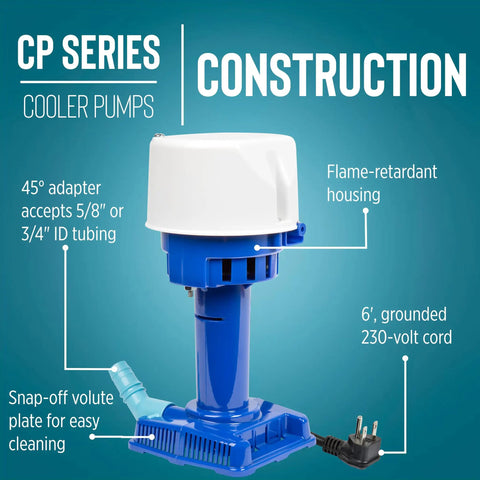 Evaporative Cooler Pump For Swamp Coolers And Lab Water Circulation 230 Volt 563 Gallons Per Hour with flame-retardant housing