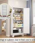 White Metal Storage Cabinet 61 Inch Heavy Duty Steel Cabinet With Doors And 3 Adjustable Shelves Built Tough for storage