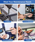 42 In 1 Magnetic Screwdriver Set With Detachable Ratchet Handle in use for furniture, computer, electrical equipment, and bicycle repairs.