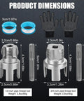 All In One Pipe Threading Kit For Home Plumbing DIY Internal And External Thread Tools In One Pack shown with dimensions