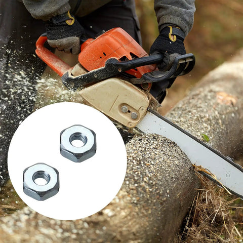 Six Pack Chainsaw Sprocket Cover And Bar Nut Pro Grade Replacement Kit For MS Series showing chainsaw in use with kit inset