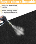 Washing Oil Spill Mat For Garage Floor 36 Inch By 60 Inch Under Car Oil Change Mat with hose to show easy cleaning and reusability.
