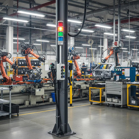 Top Notch Four Stack Led Andon Tower Light With Built In Buzzer For Industrial Workstations Providing Dead Reliable Visual Status Signaling To Kickstart Production Lines And Give Your Lean Workflow A Serious Edge