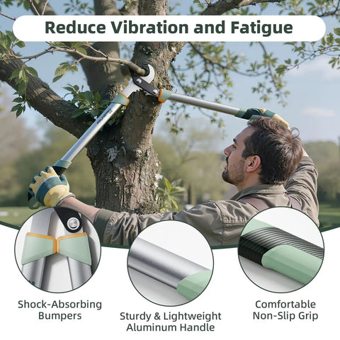 Man using Heavy Duty Bypass Loppers For Tree Trimming With German Stainless Steel Blades Rust Resistant And Beast Mode Sharp