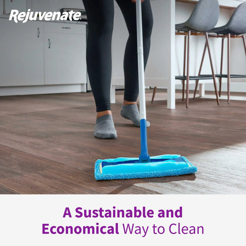 Person using Reusable Microfiber Sweeper Pads That Fit Swiffer Mops Like A Charm Machine Washable Over One Hundred Times on hardwood floor.