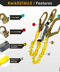 All In One Safety Lanyard Kit With Harness And Anchor For Fall Protection External Shock Absorber Water Resistant Rebar Hook