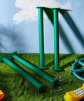 Six Pack 16.5 Inch Metal Monkey Bars Ladder Rungs For Swing Sets And Jungle Gyms 1.27 Inch Diameter Green on grass