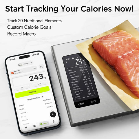 Smart Food Scale With Nutritional Calculator And AI Powered App For Calorie And Macro Tracking, Digital Calorie Scale Display