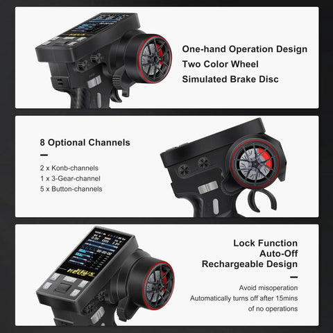 10 Channel 2.4GHz RC Transmitter With Coach Mode For 1 By 8 1 By 10 1 By 18 1 By 24 RC Crawlers And Boats, Black