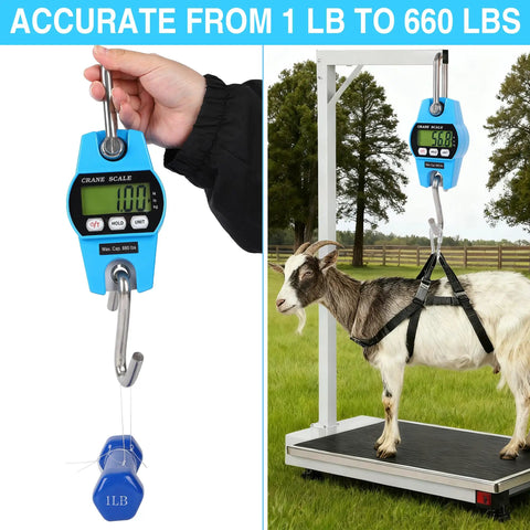 Heavy Duty Digital Crane Scale 660 Lb Handheld Hanging Weight Scale With Crisp Backlit Lcd Display Slick Grip Handle Hella Accurate Readouts For Farm Rig And Job Site Grind
