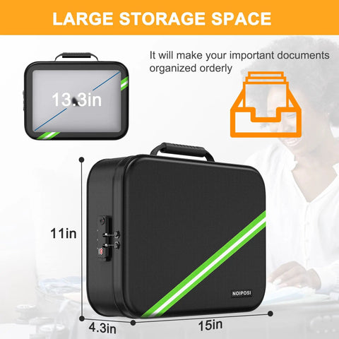 Fireproof Document Safe Box With 5200 Degree Fahrenheit Heat Insulation, side view, portable design with lock and handle