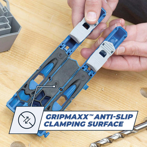 Hand adjusting Pocket Hole Jig 320 Compact And Durable For Tight Spaces Delivers Rock Solid Joints With Easy Adjustable Drill Guides.