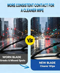 Comparison of worn vs new Straight Up Tough 26 And 16 Inch Windshield Wiper Blades With Heavy Metal Frame for clearer visibility.