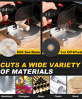 Mini Miter Cut Off Chop Saw For Metal And Wood Crafts, 0 To 45 Degree Miter, 6000 RPM High Speed, Cuts Up To Half Inch Deep And Half Inch Wide