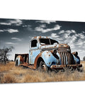 Old Blue Truck Wall Art Canvas Print Vintage Car Rustic Pickup Farmhouse Decor For Kitchen And Country Living Walls 12x18 Inch