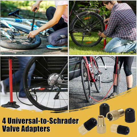 4 Pack Brass Presta To Schrader Valve Adapters For Bikes, E-Bikes, And E-Scooters with inflating bike tires using pumps