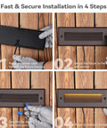 Installation of Dope Low Voltage LED Step Lights Outdoor Dimmable 3W 4W 5W With 5 CCT 12-24V AC DC Landscape Stair Risers 9 Inch Exterior Lighting UL Listed IP65 Oil Rubbed Bronze Aluminum Pack Of 6 in 4 steps shown