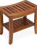 Teak Shower Bench 21 Inch Fully Assembled Wood Bath Stool For Shower And Spa Built To Last Heavy Duty Design No Assembly Required