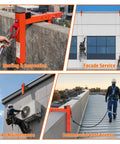 Heavy Duty Parapet Anchor Fall Protection Non Penetrating Rooftop Safety Wall Clamp in use for various rooftop tasks.