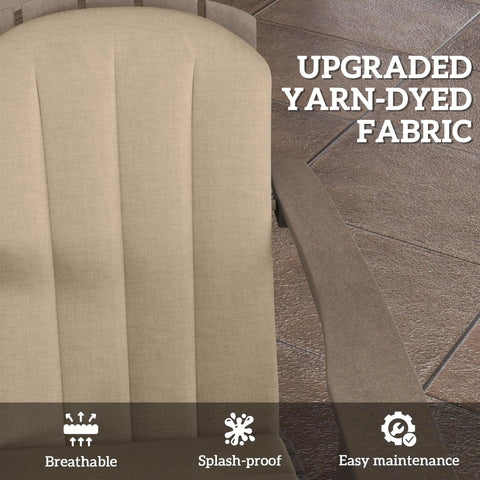 Close-up of beige Adirondack Chair Cushion Set Of 4 With Ties 25D High Density Foam For All Day Comfort High Back Patio Cushions Fade Resistant