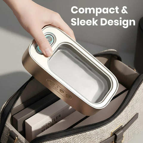 Dope Ultrasonic Jewelry Cleaner 48KHz High Frequency Deep Clean in compact stainless steel tank being packed in bag