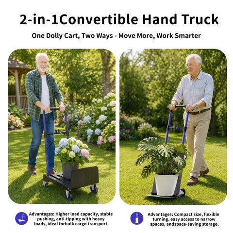 3 In 1 Folding Hand Truck Built Tough With 330 Pound Capacity Adjustable Handle 360 Degree Swivel Casters One Touch Parking Brake Collapsible Dolly, garden use