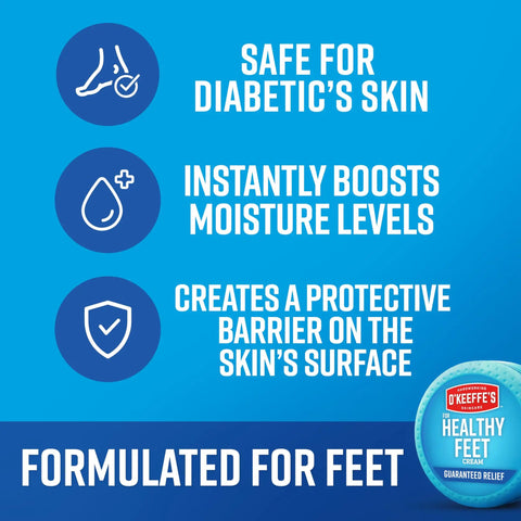 Healthy Feet Foot Cream With Concentrated Moisture Lock promotes diabetic skin safety and moisture boost, 3.2-ounce jar.