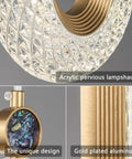 Gold Brushed Modern Pendant Lights for Kitchen Island Three Light LED Dimmable Fixture with Circular Brass Design Detail View