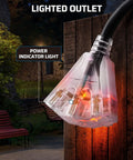 3 Ft Outdoor GFCI Extension Cord With Manual GFCI Protection Heavy Duty 12 Gauge SJTW Cable with LED Lighted Plug at night