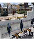 Grabo Nemo Electric Vacuum Suction Cup Lifter lifting marble panel at construction site with secure grip and rolling dolly.