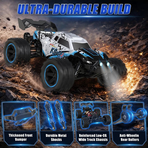 One Fourteenth Scale RC Car For Adults And Teens 50 KPH 4WD Off Road Truck With All Terrain Beast Mode, rugged build display