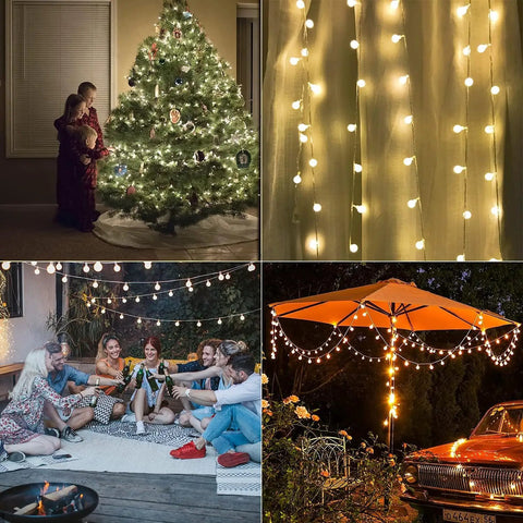 Battery Operated LED Globe String Lights 2 Pack Total 52ft 120 LEDs 26ft Each 60 LEDs Waterproof with Remote Eight Modes in various settings