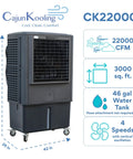 Industrial Swamp Cooler With 22000 CFM And 46 Gallon Water Tank, heavy-duty design for warehouses and outdoor events.